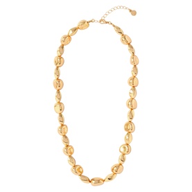 Mint Velvet Beaded Necklace in gold, short style with chunky oval beads and adjustable lobster clasp fastening