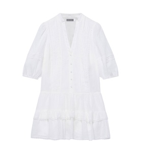 Ruffle Trim Mini Flared Dress
