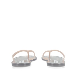 Christopher Esber multi-tone jelly flip flops, rear view showing clear sole and pale pink toe-post straps