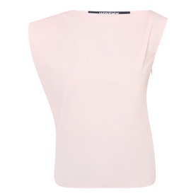 Jacquemus light pink cotton sleeveless top with structured shoulder detail and relaxed fit, no model