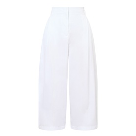 Jacquemus white wide-leg cropped cotton trousers with high waist and front pleat detail