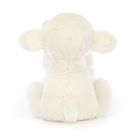 Jellycat cream soft toy lamb seen from behind, small fluffy ears and tail visible, medium size