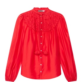 Floral Detail Textured Blouse