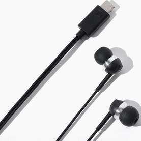 Sennheiser CX 80 U Wired In-Ear Earphones in black with USB-C connector, black cable, and silver-accented earbuds with silicone tips.