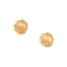 Mint Velvet Shiny Metal Stud Earrings in gold, polished domed studs with butterfly clasp fastening