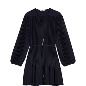 Pleated Mini Flared Dress