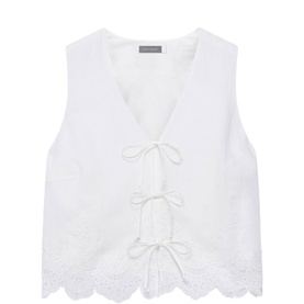 Lace Trim Tie Front Top