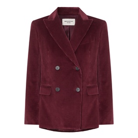 Max Mara Weekend bordeaux cotton velvet double-breasted blazer with peak lapels and dark button fastening