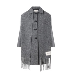 Latino Logo Patch Tweed Scarf Coat