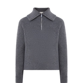 Laser Cobunut-Stitch Half-Zip Sweater