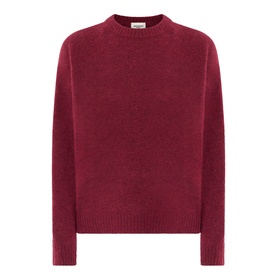 Max Mara Weekend Tuono Knitted Sweater in bordeaux, crew neckline, long sleeves, ribbed trims, straight hemline