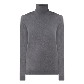 Max Mara Weekend Kiku Turtleneck Sweater in dark grey, fine ribbed turtleneck, long sleeves, stockinette-knit texture, regular fit