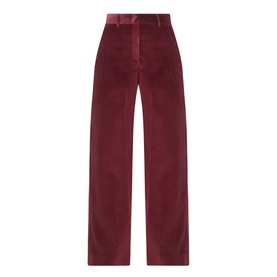 Max Mara Weekend Tania Corduroy Straight-Leg Trousers in Bordeaux, mid-rise with belt loops, pressed creases and clean hems