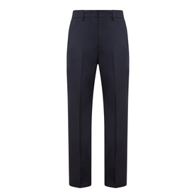 Max Mara Weekend ultramarine straight-leg tailored trousers in 100% virgin wool, with front crease and belt loops