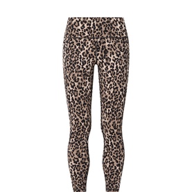 Sweaty Betty leggings in Brown Ink Leopard print, slim fit with elasticated waistband, full length cut