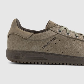 Adidas Tobacco Viper trainers in Blanch Brown Dust Cargo, textured suede upper with perforated detail and dark brown sole.