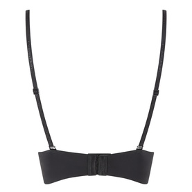 Calvin Klein Strapless Bra in black, rear view showing back clasp fastening and adjustable straps