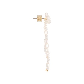 Coach Bow Pearl Drop Stud Earring in gold-tone brass with faux pearl chain drop and bow stud detail, white pearl colourway