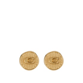 Logo Coin Textured Stud Earrings