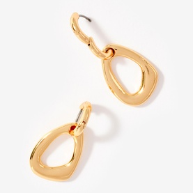 Mint Velvet gold-tone hoop drop earrings with open organic oval pendant and polished finish