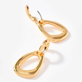 Mint Velvet gold-tone open oval drop hoop earrings with polished finish and small linking hoop connector