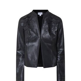 3D Appliqu&eacute; Faux-Leather Jacket