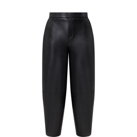 Joseph Ribkoff black faux leather tapered trousers with elasticated waistband and cropped length