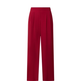 Joseph Ribkoff dark red wide-leg trousers with pleat front, high waist, and clean finish in polyester-elastane fabric