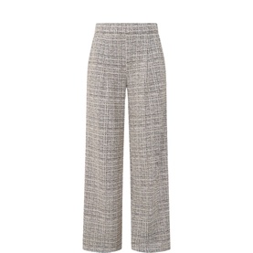 Plaid Boucle Wide Leg Trousers