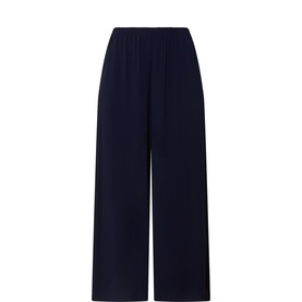 Joseph Ribkoff dark blue wide-leg trousers with elasticated waist, 100% polyester, relaxed fit