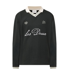 Logo Waffle-Knit Polo Sweatshirt