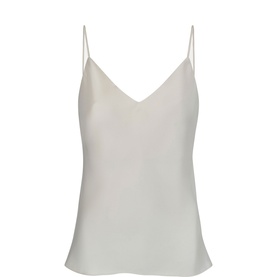 Jigsaw cream satin cami top with V-neckline and thin adjustable shoulder straps.