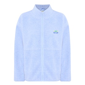 American Vintage Hoktown Logo Fleece Jacket in Givre Chine, zip-through fleece with logo detail and side pockets
