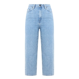 American Vintage Joybird Cropped Straight-Leg Jeans in Authentique Stone, light wash denim, mid-rise, cropped length, five-pocket design
