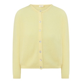 American Vintage knitwear cardigan in Citronnier Chine, round neck, button front, long sleeves, alpaca-wool blend