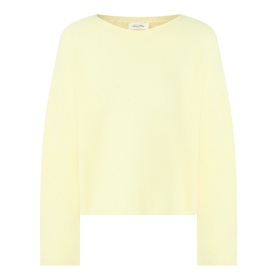 American Vintage Vitow Knitted Sweater in Citronnier Chine, boat neckline, long sleeves, ribbed trims, relaxed boxy fit