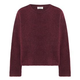 American Vintage Vitow Knitted Sweater in Grenat Chin&eacute;, crew neck, dropped shoulders, brushed finish, ribbed trims, long sleeves