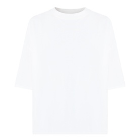 American Vintage Afoma Oversized T-Shirt in white. Round neck, short sleeves, straight hemline with rolled trims. 100% cotton.
