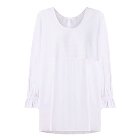 AMERICAN VINTAGE Soabird Striped Tunic in Rayures Douceur, scoop neckline, long sleeves with elasticated flared cuffs, curved hem