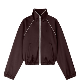 Embroidered Logo Cropped Satin Jacket