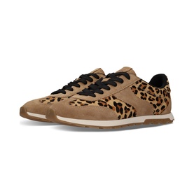 Salamandar brown leopard print calf-hair and suede lace-up trainers with gum sole and black laces