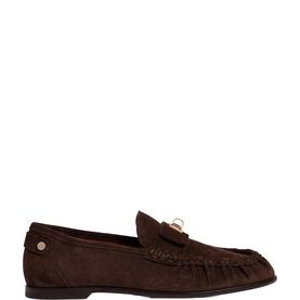 Clasp Hardware Suede Loafers