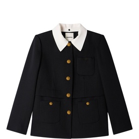 Contrast Collar Single-Breasted Jacket
