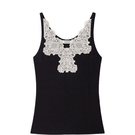 Lace Trim Ribbed Tank Top