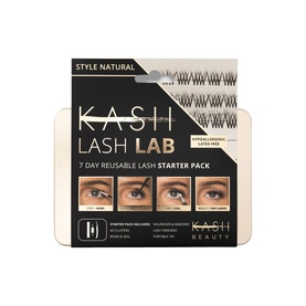Kash Beauty Lash Lab Starter Pack in Natural Black, 7-day reusable lash kit with multiple lash styles and applicator tools