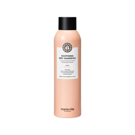 Maria Nila Soothing Dry Shampoo in a blush pink aerosol can with black cap