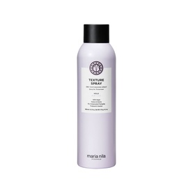 Maria Nila Texture Spray hairspray in a light lavender aerosol bottle with black cap