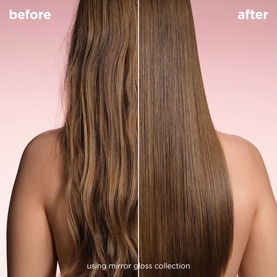 Maria Nila Mirror Gloss Collection before and after result showing smoother, shinier hair on model seen from behind