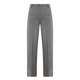 Max Mara Weekend Dorata Straight-Leg Trousers in light grey, mid-rise with belt loops, pressed creases, and clean hems in soft jersey finish