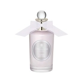 Penhaligon Luna Eau de Toilette in pale pink bottle with silver cap and white ribbon bow